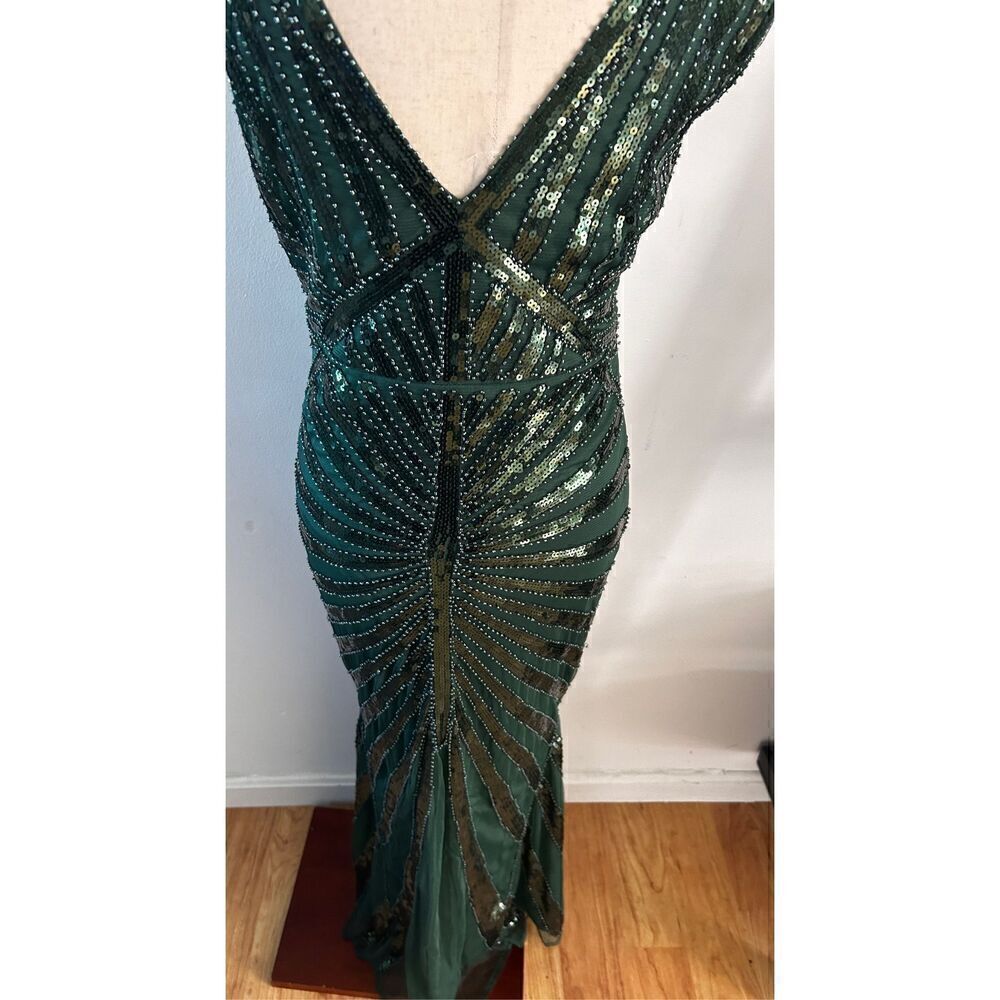 1920 style sequins dress green long maxi dress size cs - Picture 3 of 9